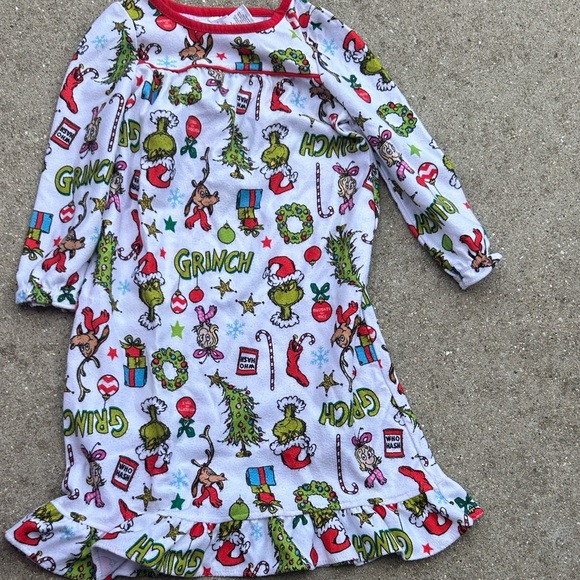 Grinch Kids Pajamas - White with Red and Green - Picture 1 of 4